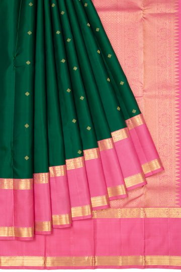 Green Kanchipuram Silk Saree with Kuttu Border